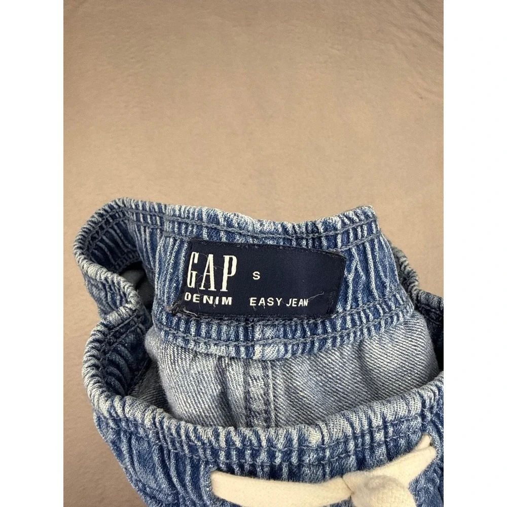 Gap Denim Easy Jean Blue Medium Wash Elastic Waist Drawstring Pants Small